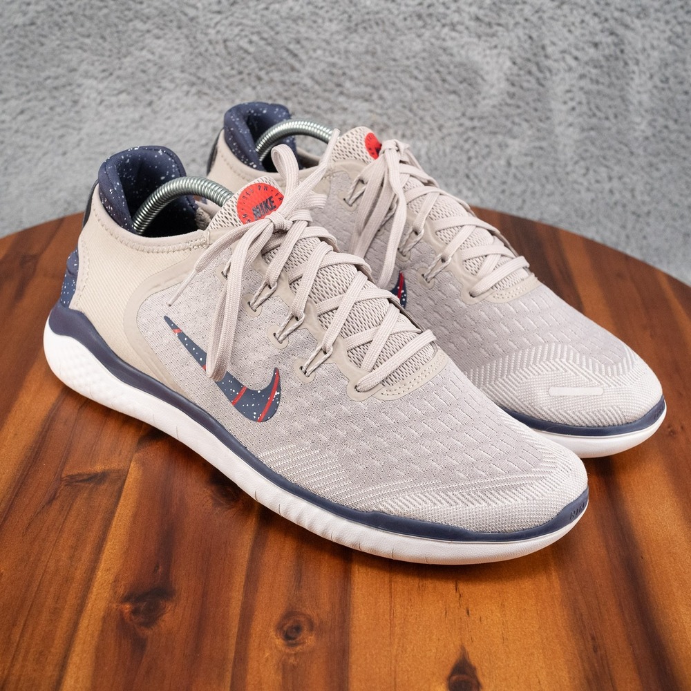 Nike Free RN 2018 Men's Sz 10.5 Moon Particle/Neutral Indigo Speckled AQ0557-200
